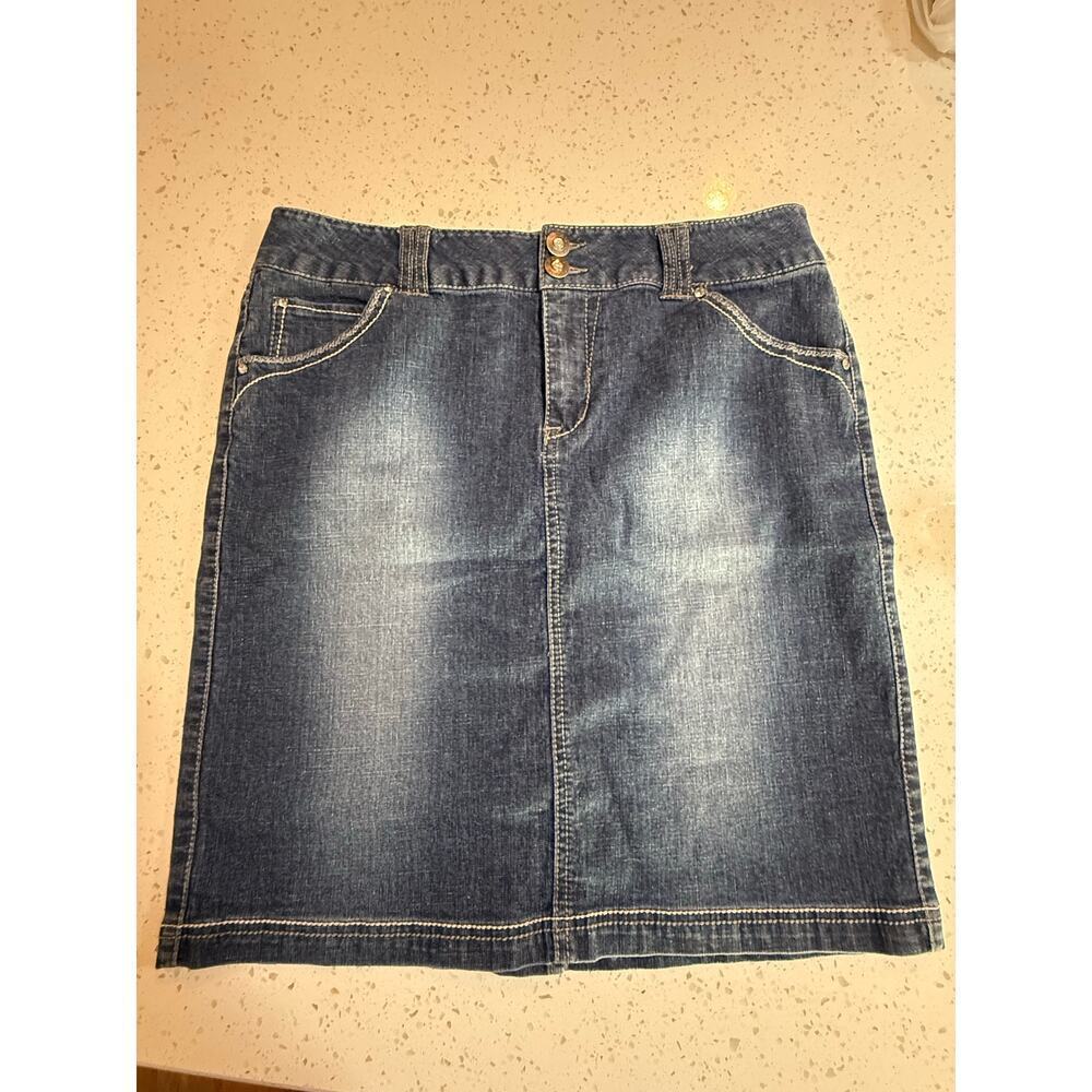 Beau Dawson Dark Blue Bejeweled Jean skirt - Women's Size 12